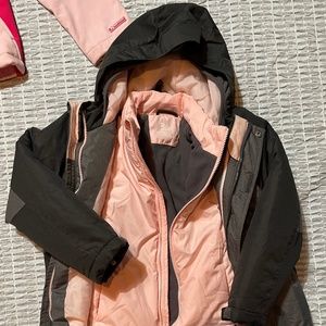 Grey and Pink Winter 3 in 1 Coat